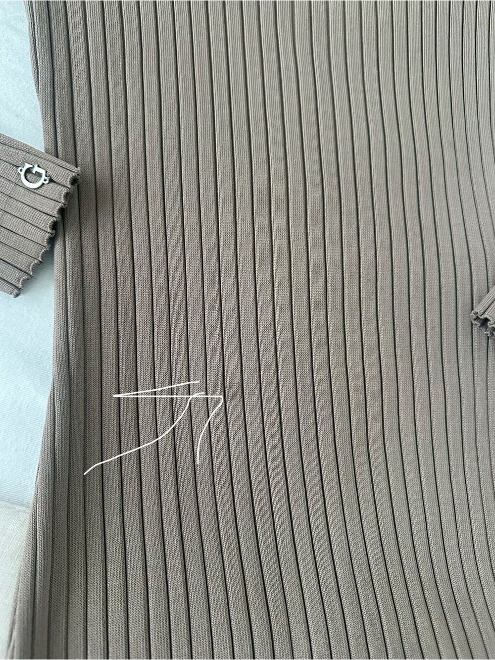 Guess Ribbed Long Sleeve Midi Dress - Taupe Brown - Picture 2 of 5